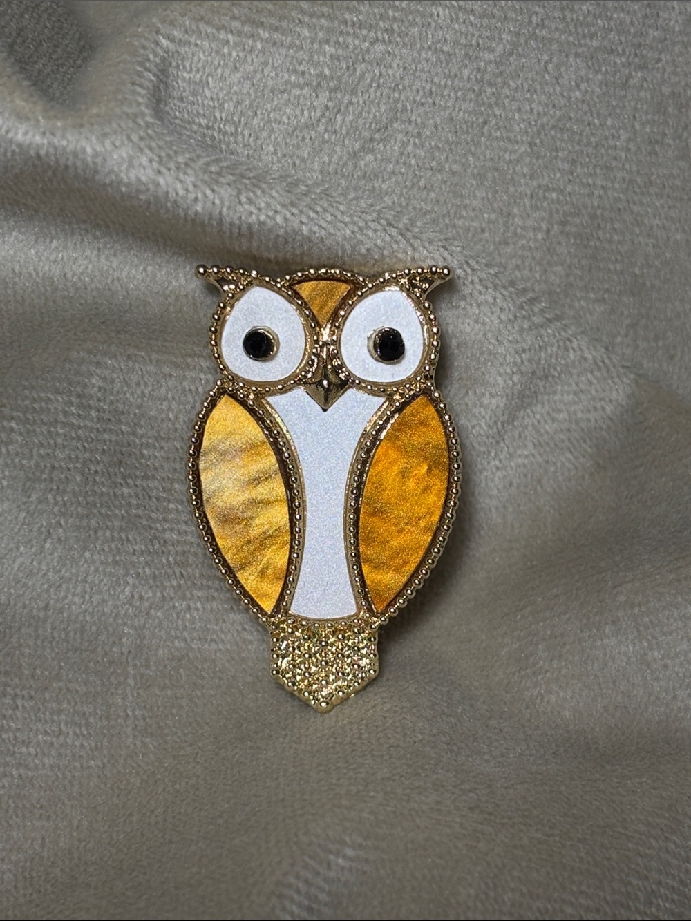 Gold and White Owl Brooch Pin - Women Accessories